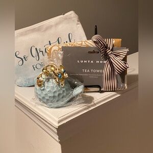 Luhta Home Tea Towel Set with Blue Bird and Cosmetic Bag